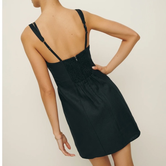 NWT Reformation Lovella Linen Dress - Black - Picture 3 of 9
